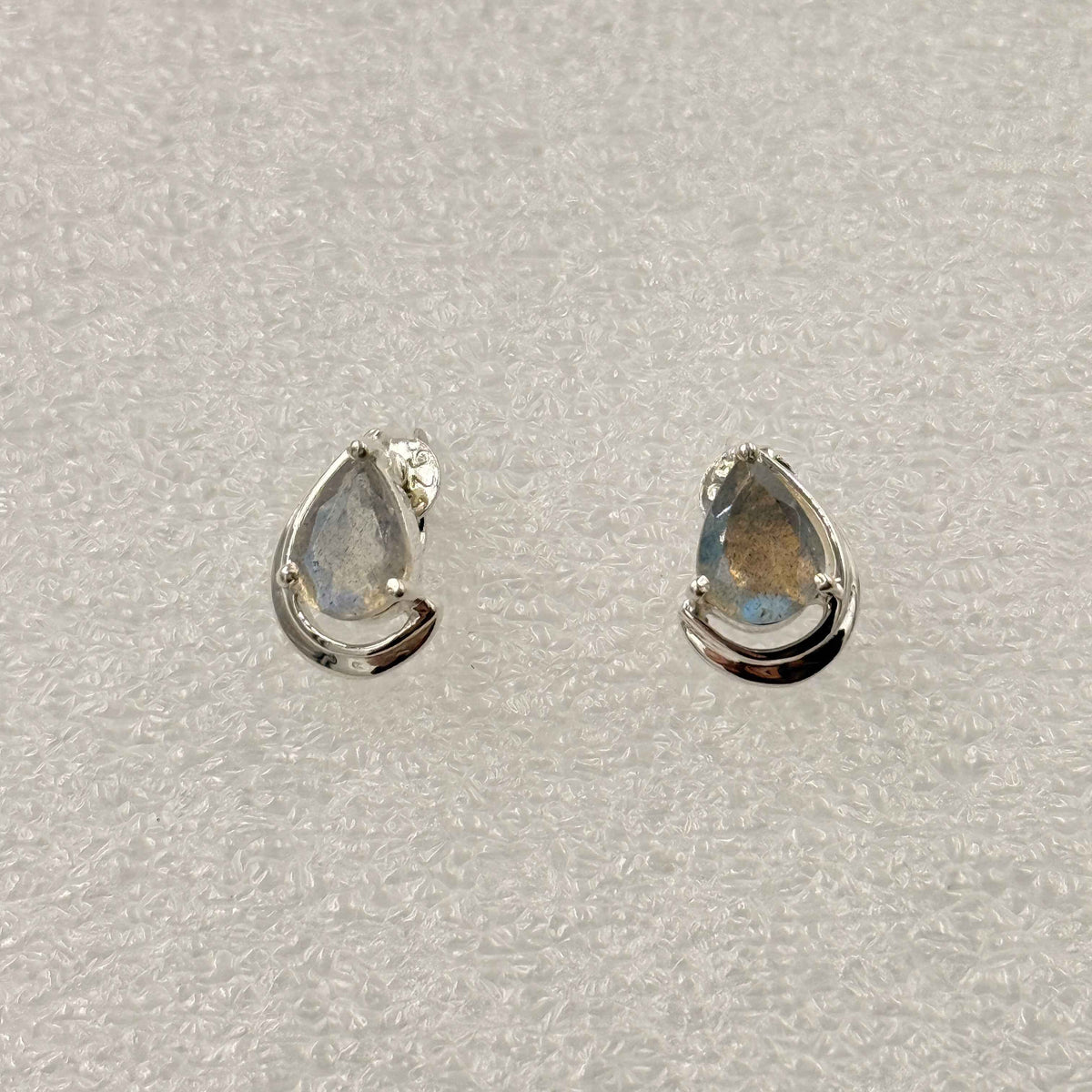 Sterling Silver Teardrop Labradorite Post Earrings