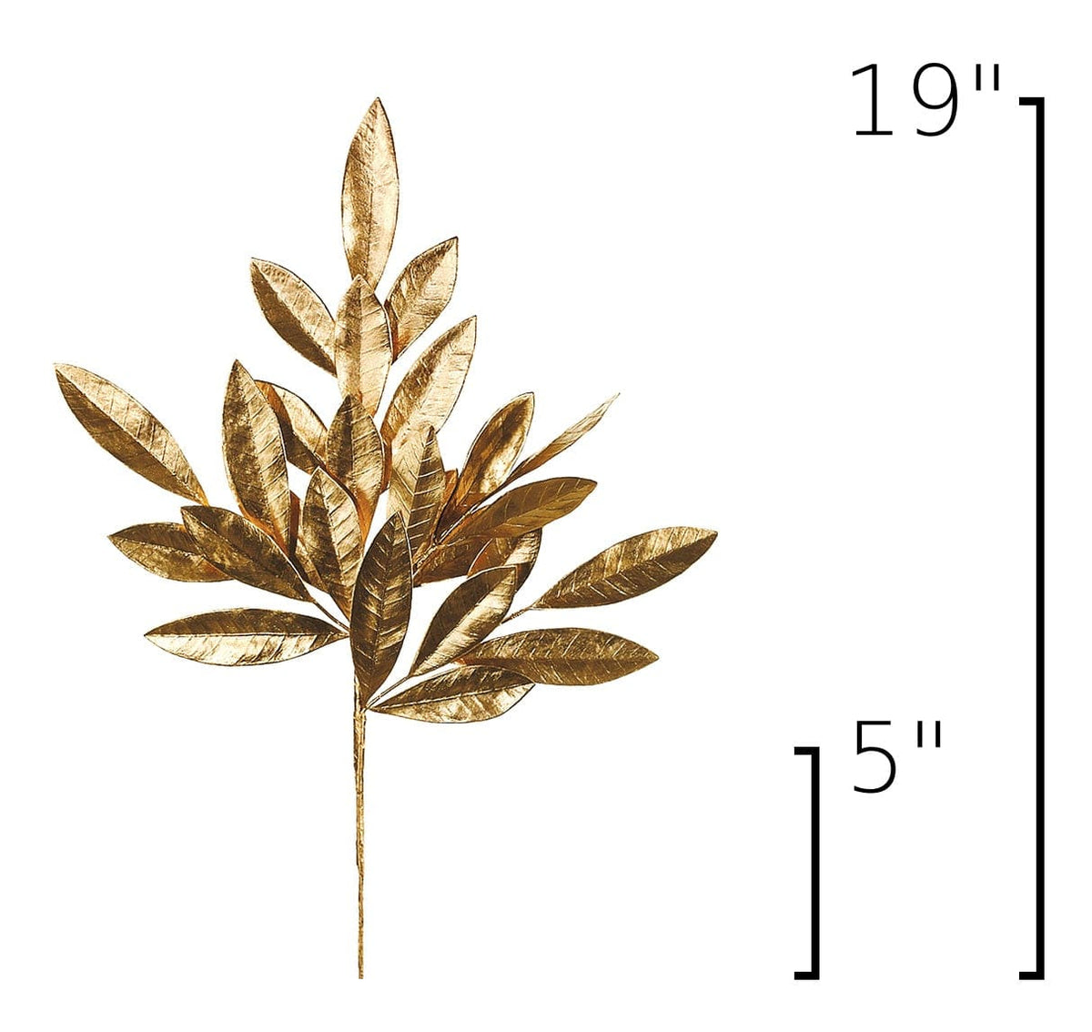 19" Faux Gold Bay leaf Stem