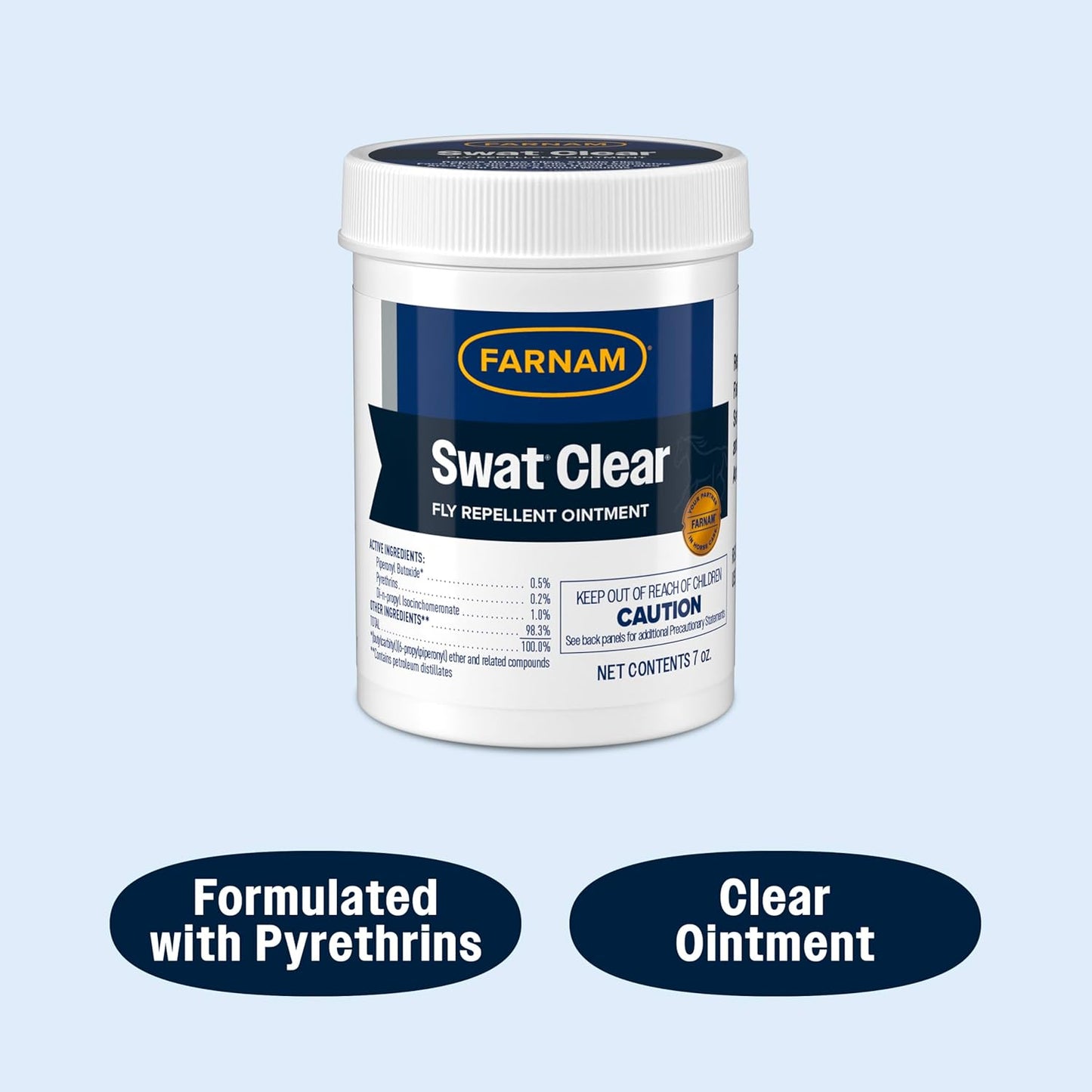 Farnam Swat Clear Fly Repellent Ointment 7 oz. Horses Dogs Wounds Ears Protection