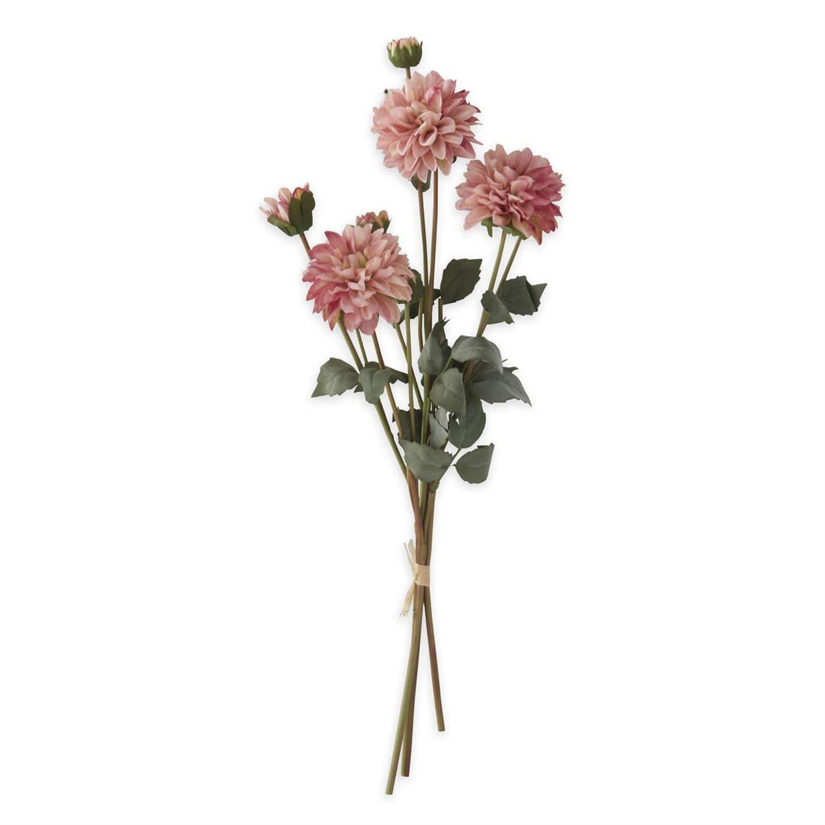 Ramo de dalias artificiales color rosa empolvado, 23" - Juego de 3 tallos de flores artificiales