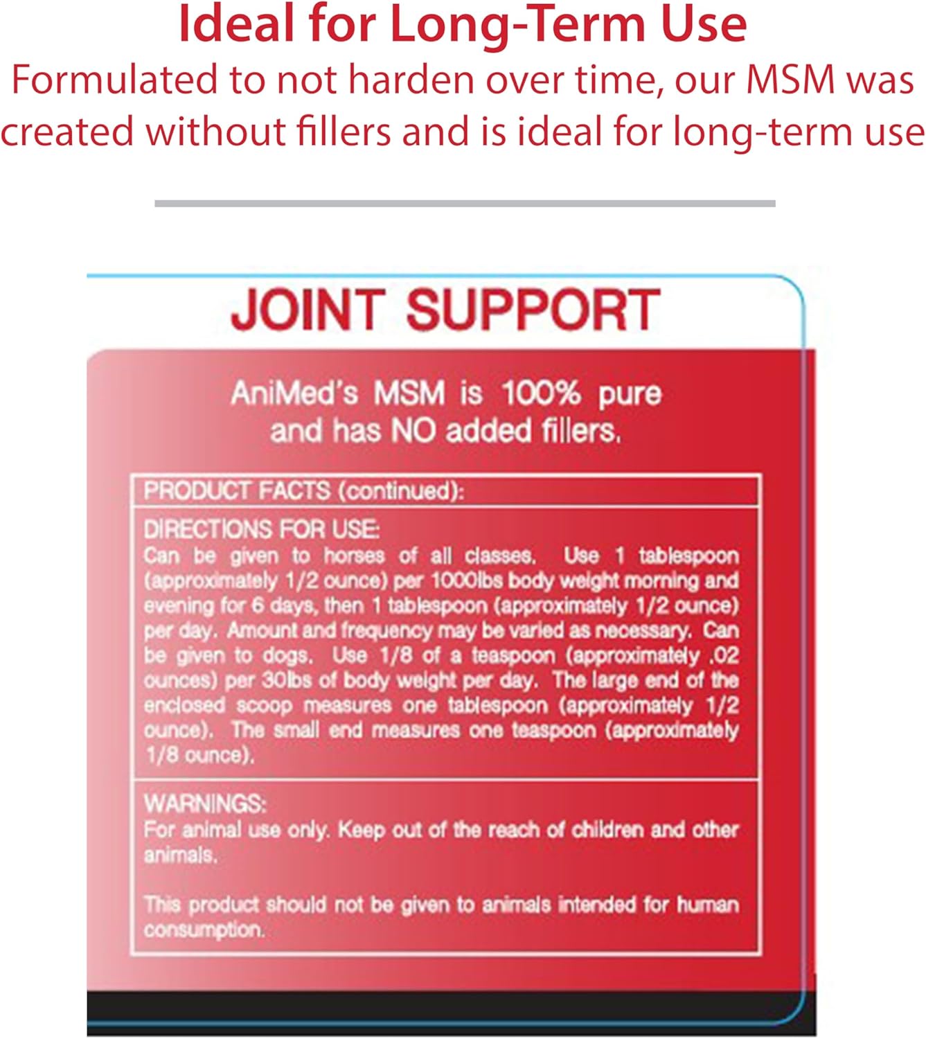 AniMed Pure MSM Horse Joint Supplement Horse Care Support USA Made 5lb.