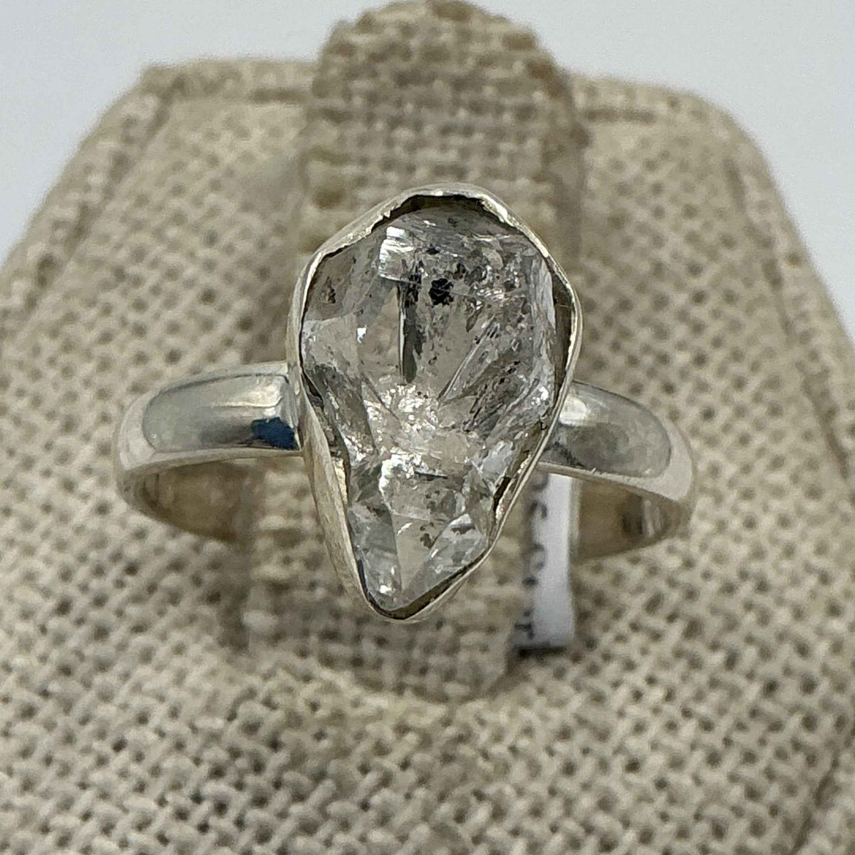 Anillo de plata de ley con diamante de Herkimer - Talla 6 - Claridad, intuición y alineación