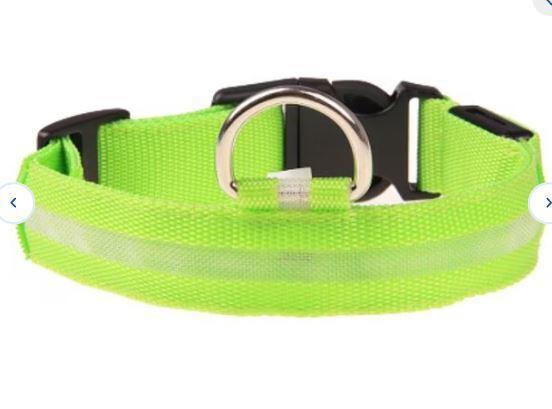 LED Adjustable Dog Collar- 5 Sizes 7 Colors Blinking Flashing/Solid