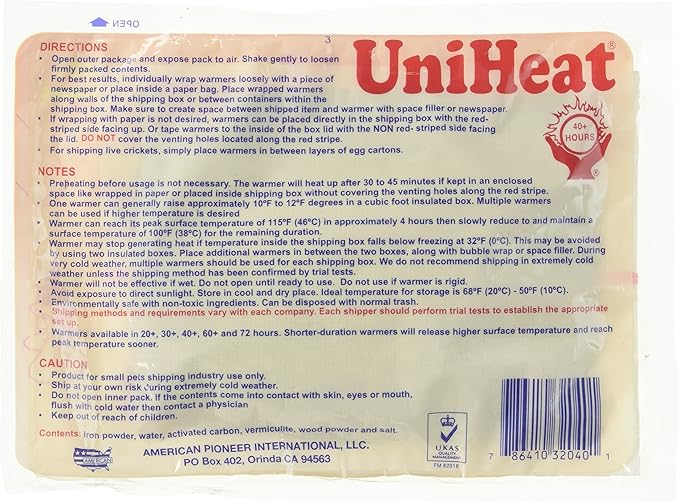 Heat Pack Shipping Kit for cold weather states with temperatures 45 degrees and under.