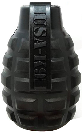 USA-K9 Dispensador con forma de granada, juguete resistente para masticar y dispensador de premios para perros – Verde militar