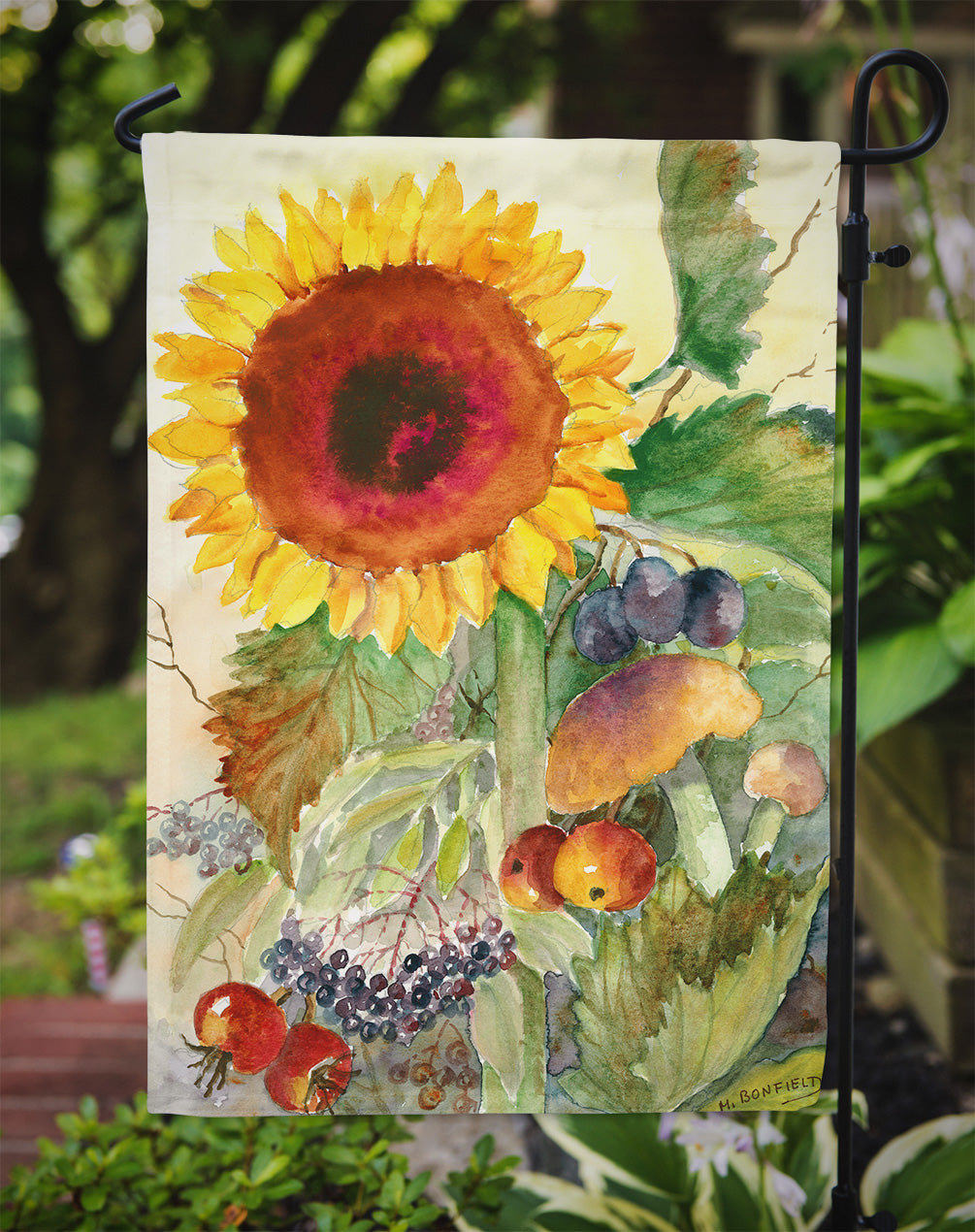 Autumn Flowers I by Maureen Bonfield Garden Flag – Decorative Outdoor Yard Flag BMBO0698GF