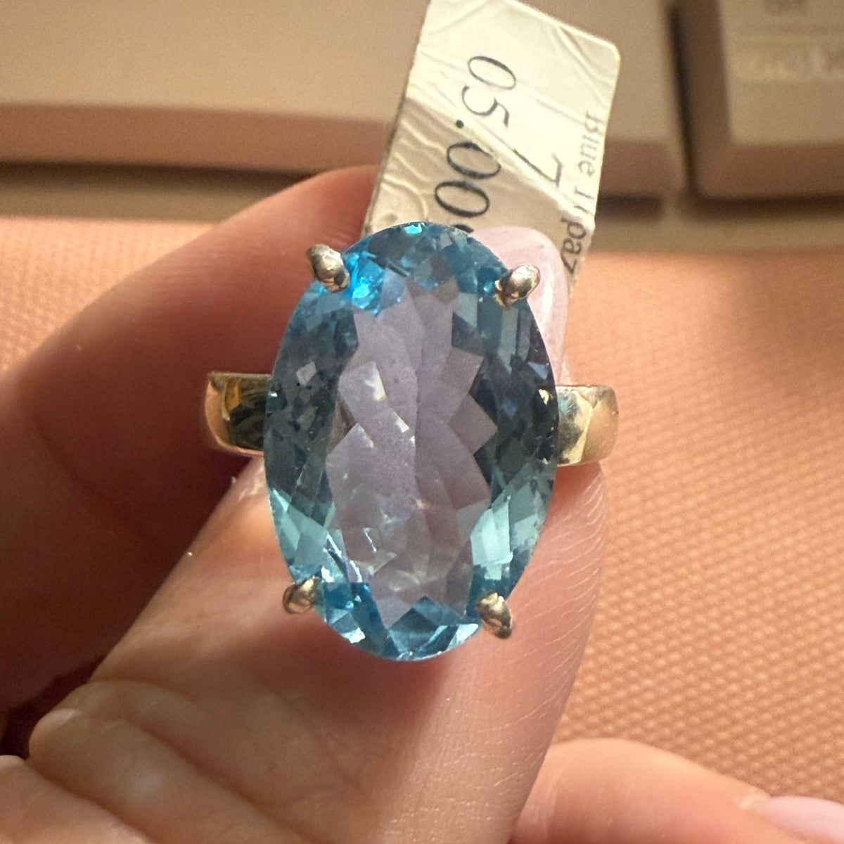 Anillo Cascada Celestial de Topacio Azul — Plata de Ley (Talla 7)