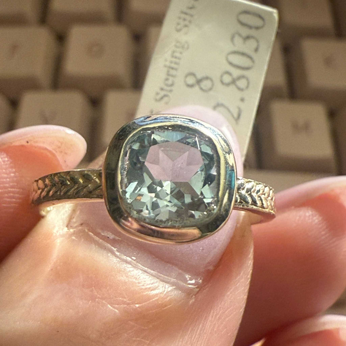 Sterling Silver Cushion-Cut Blue Topaz Ring (Size 8)