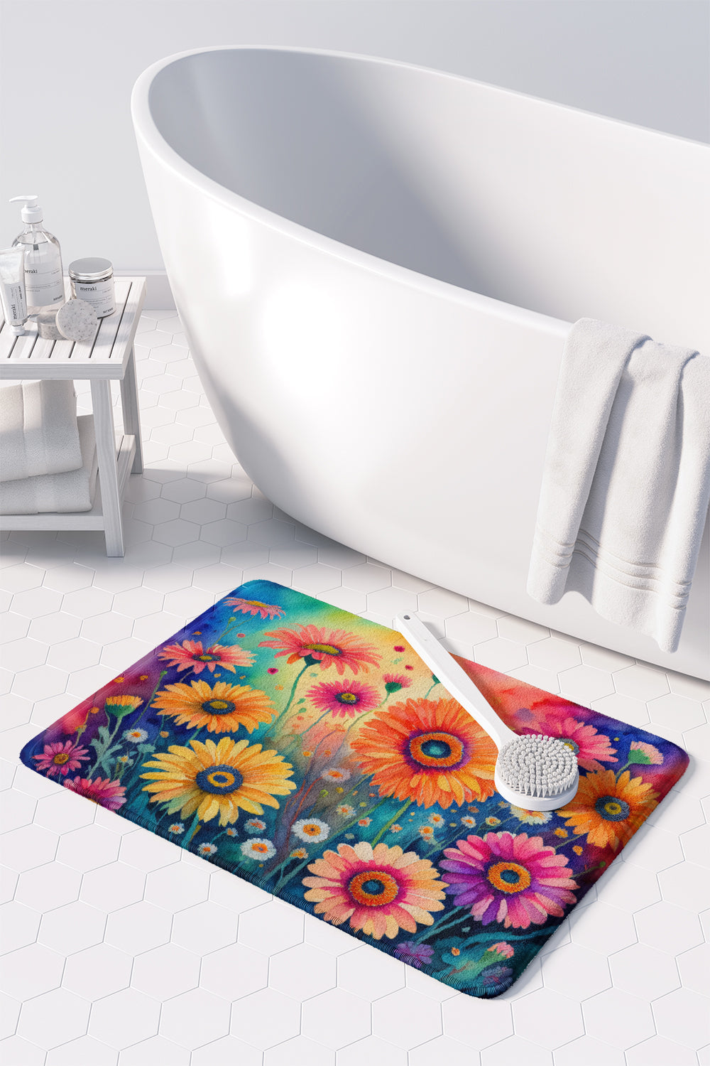 Gerbera Daisies in Color Memory Foam Kitchen Mat