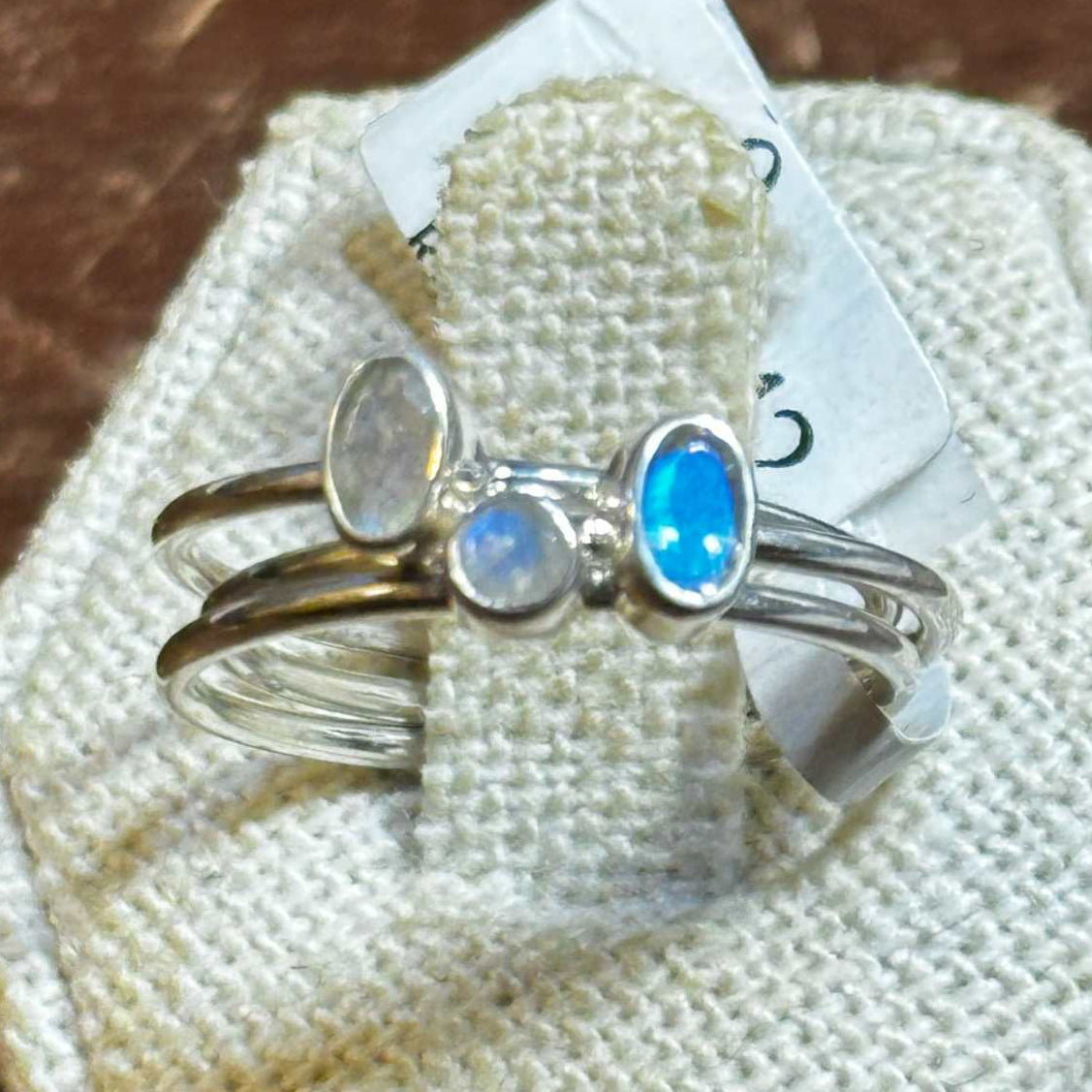 Set de 3 anillos apilables de labradorita
