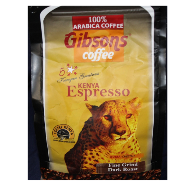 Gibsons Coffee Kenya Espresso Fine Grind Dark Roast 400g