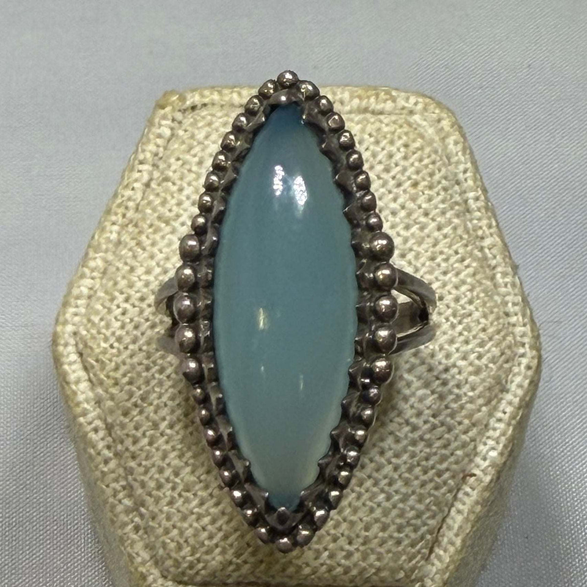 Anillo de calcedonia - Talla 9 - Azul infinito