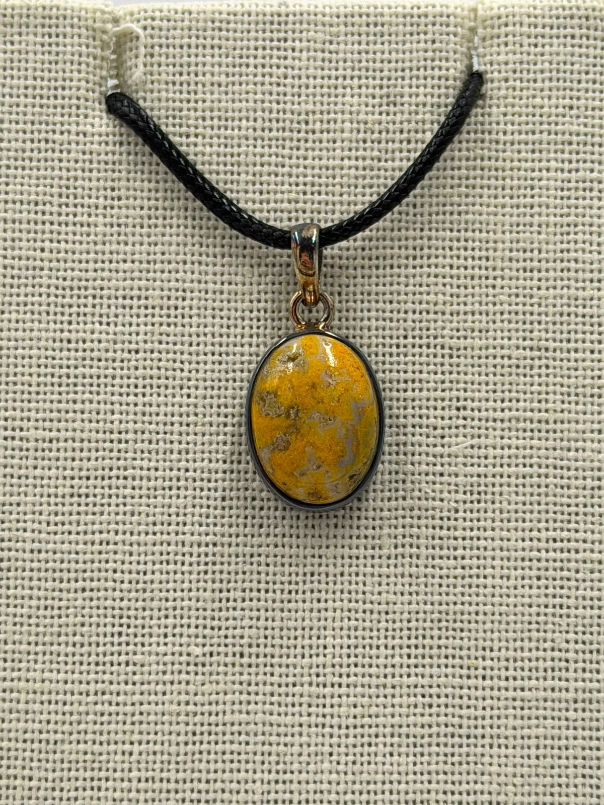 Sterling Silver Oval Bumblebee Jasper Pendant