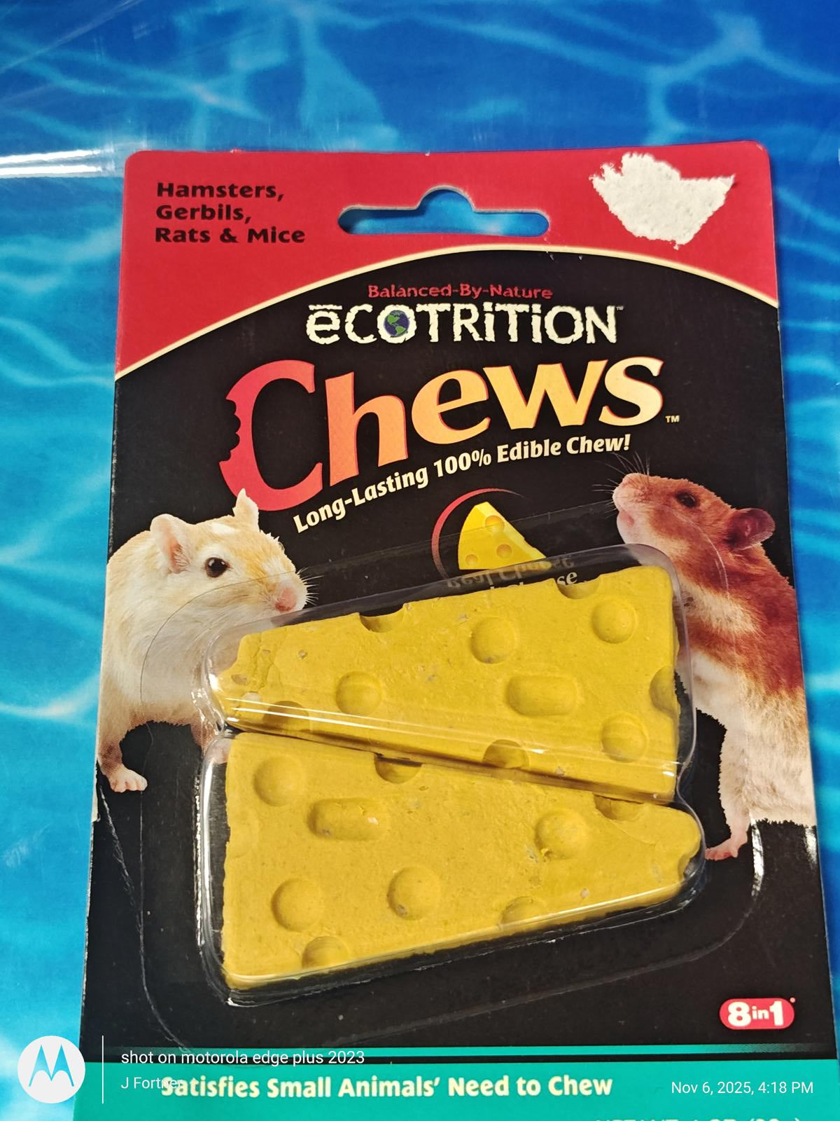 Small Animal Pet Chew Cheese for Hamster Rat Mouse Gerbil DOUBLE PACK 4 CHEWS