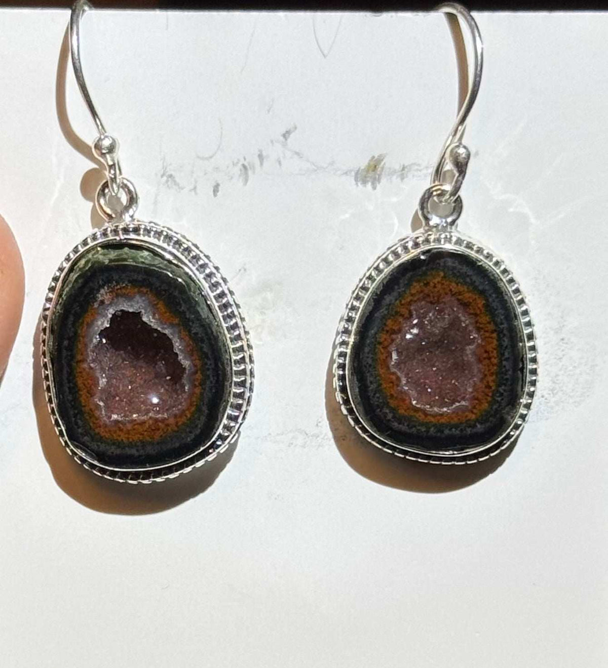 Pendientes de ágata drusa
