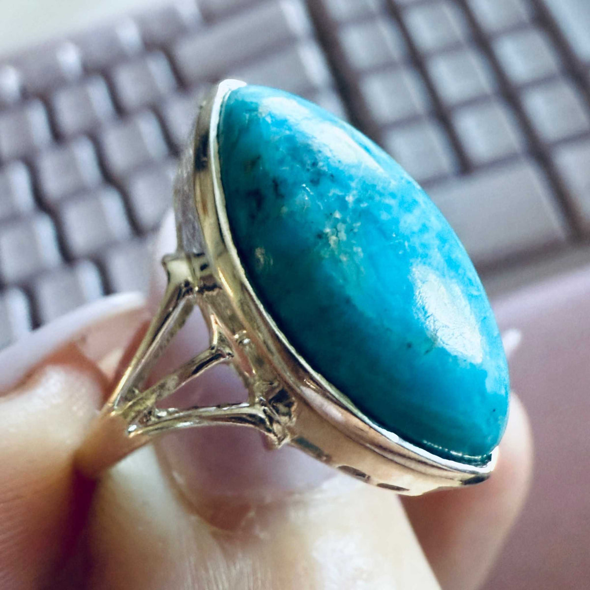 Anillo de turquesa marquesa — Talla 7
