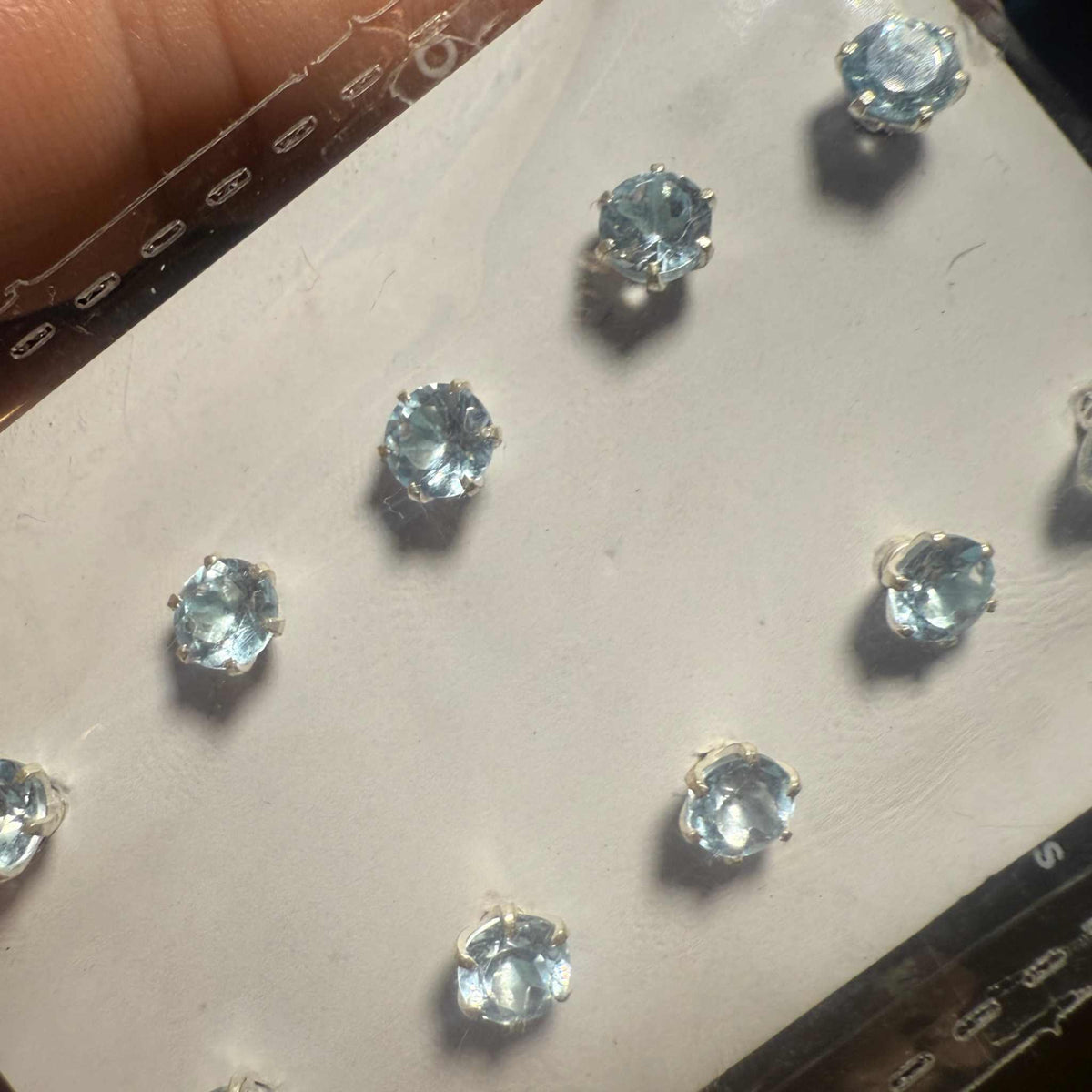 Pendientes redondos de botón de aguamarina – Plata de ley