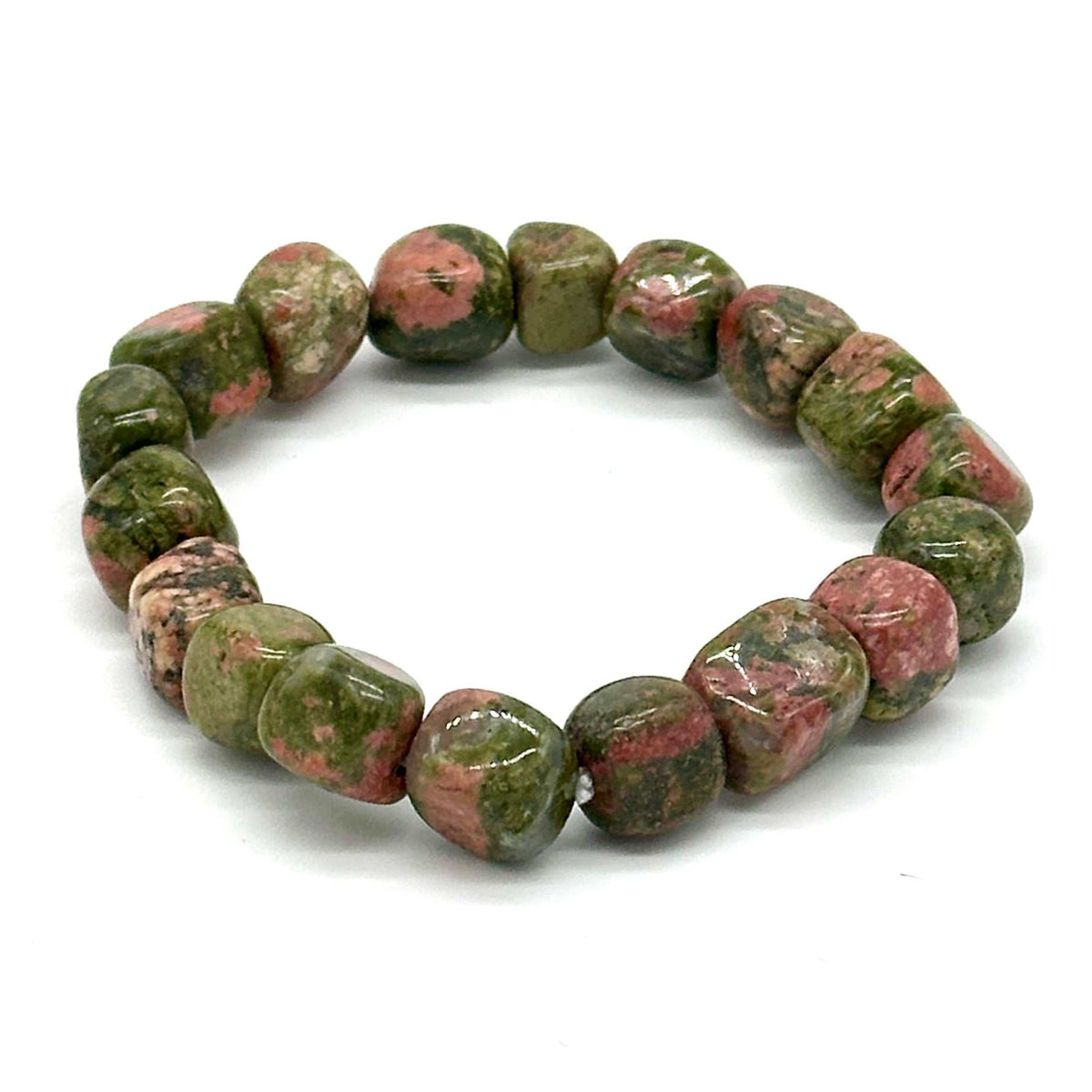 Unakite Natural Crystal Tumbled Gemstone Energy Stretch Bracelet