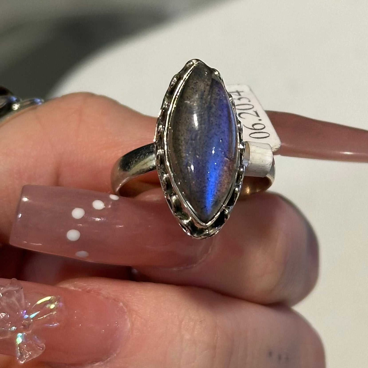 Anillo de labradorita talla 10 (06.2034)