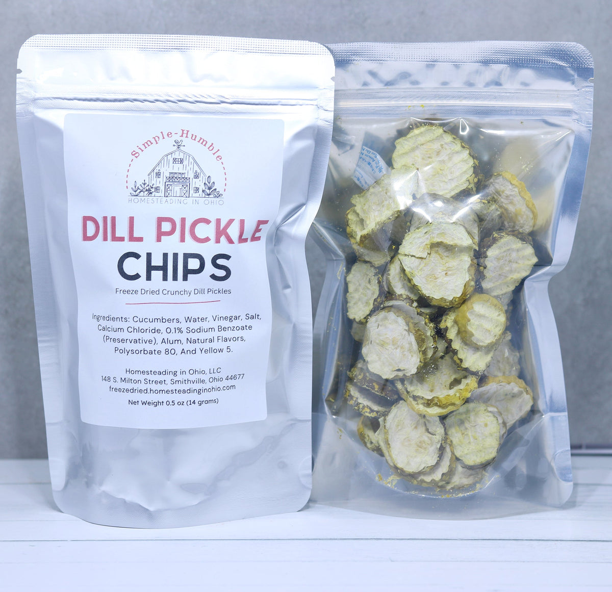 Chips de pepinillos eneldo liofilizados
