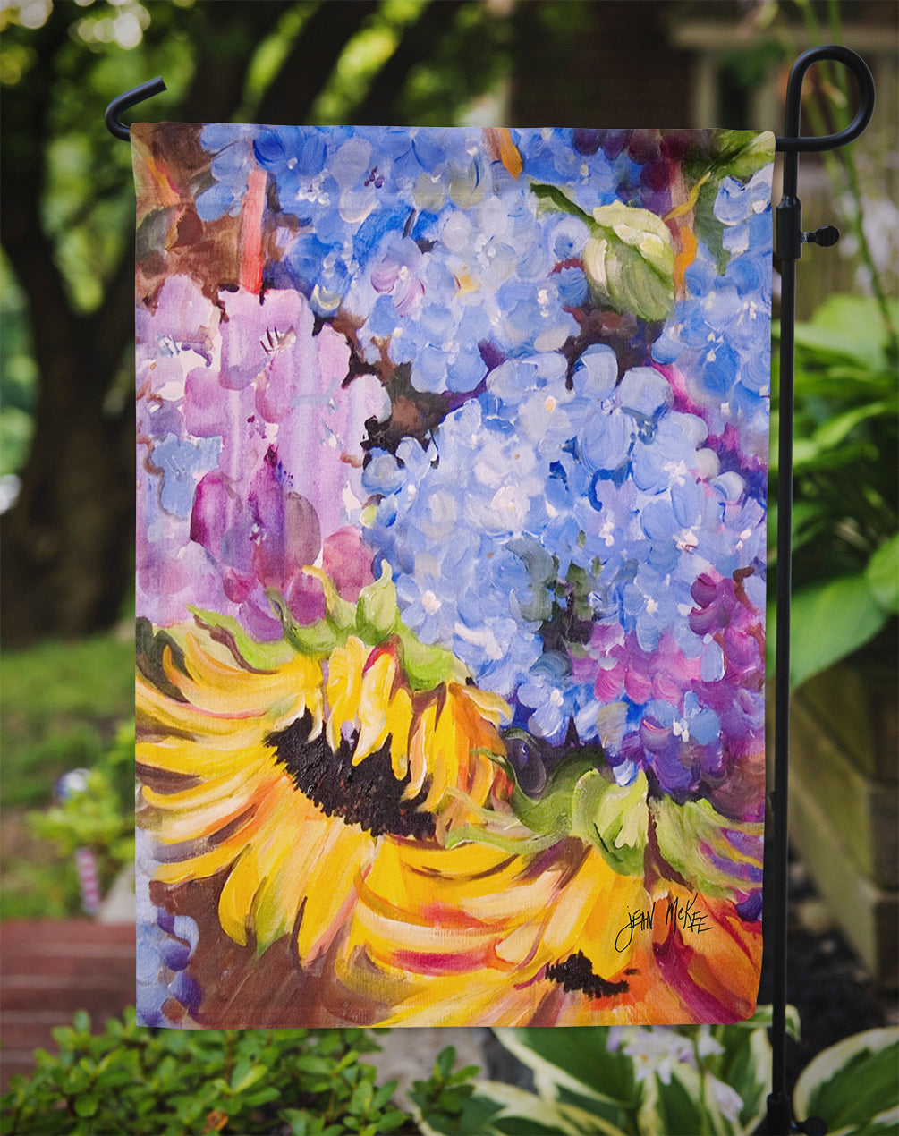 Hydrangeas and Sunflowers Garden Flag - Outdoor Decorative Yard Flag JMK1175GF