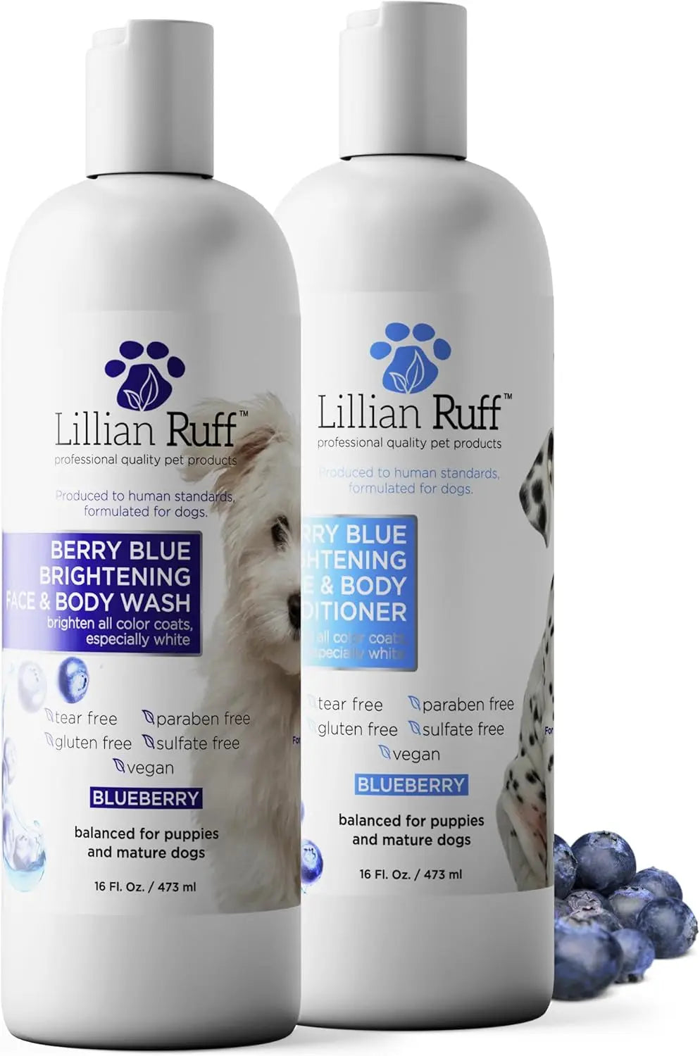 Lillian Ruff Professional Berry Blue Brightening Dog Shampoo & Conditioner Set