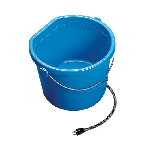 API Heated Flat Back Bucket 20QT No-Freeze Water Pail Horses Livestock Blue