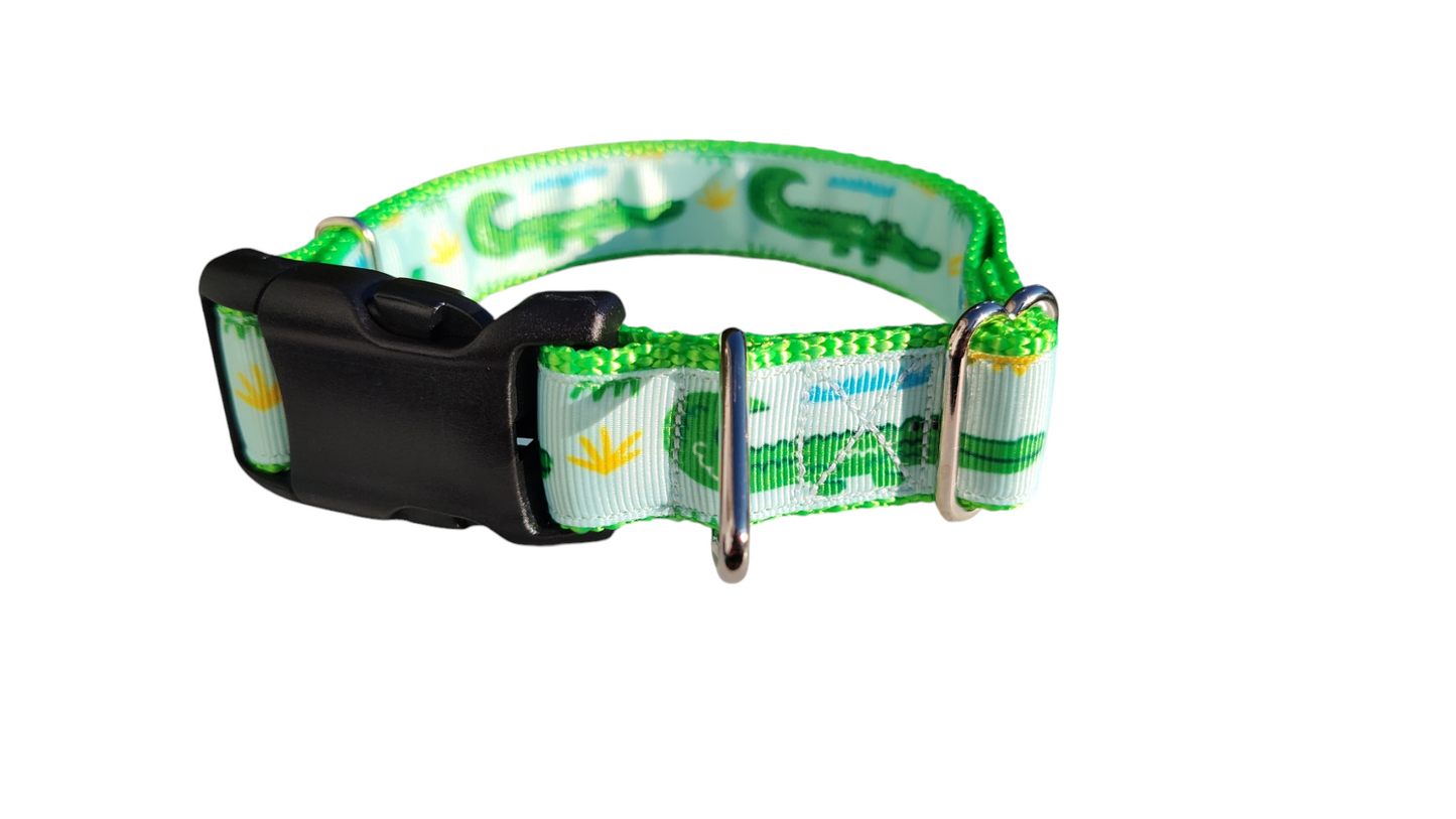 Green Gator Nylon Dog Collar