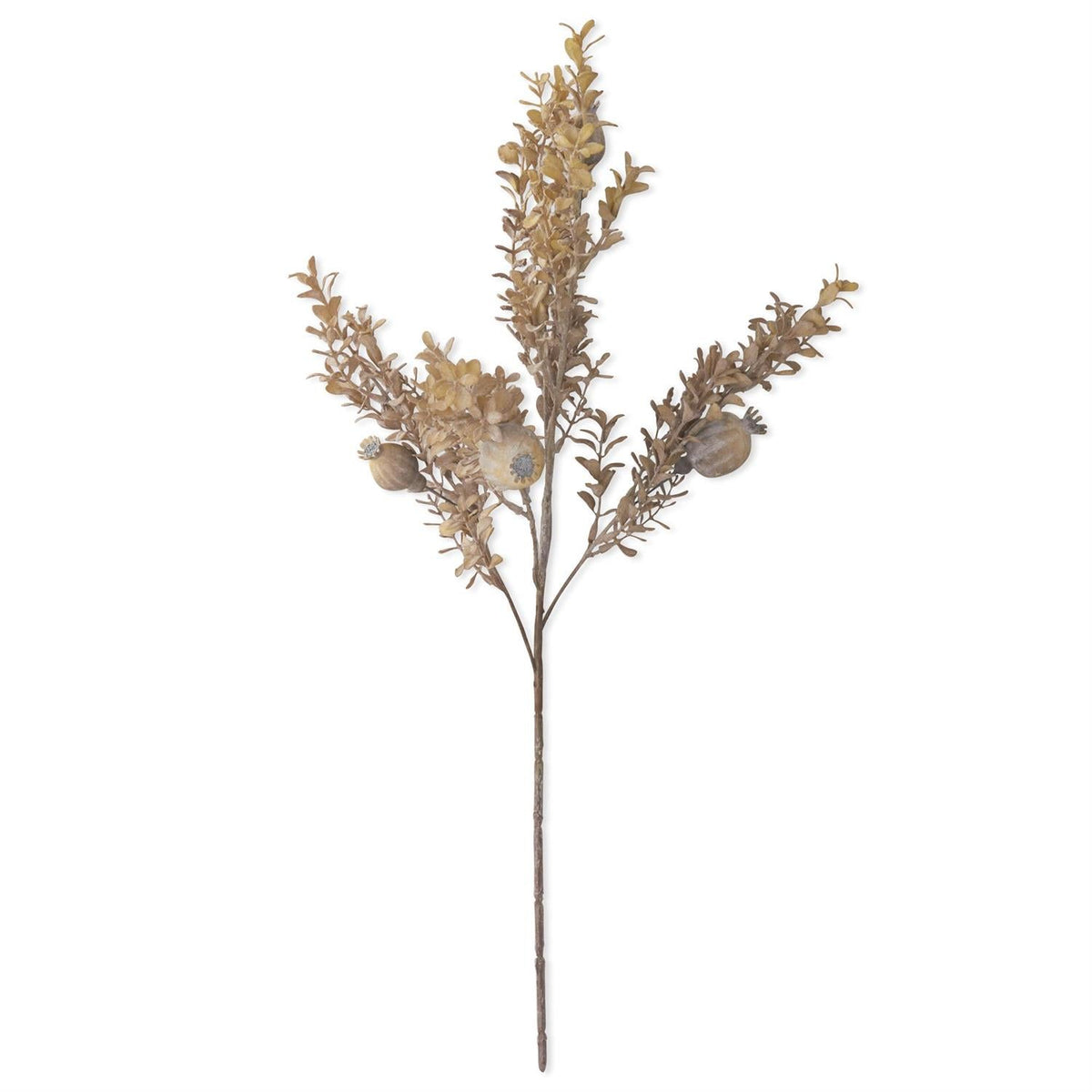 Rama de amapola gris de 26" con follaje – Tallo floral artificial