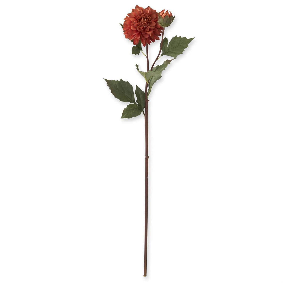 Tallo de dahlia artificial seca en tonos óxido con capullos y flores, 26"