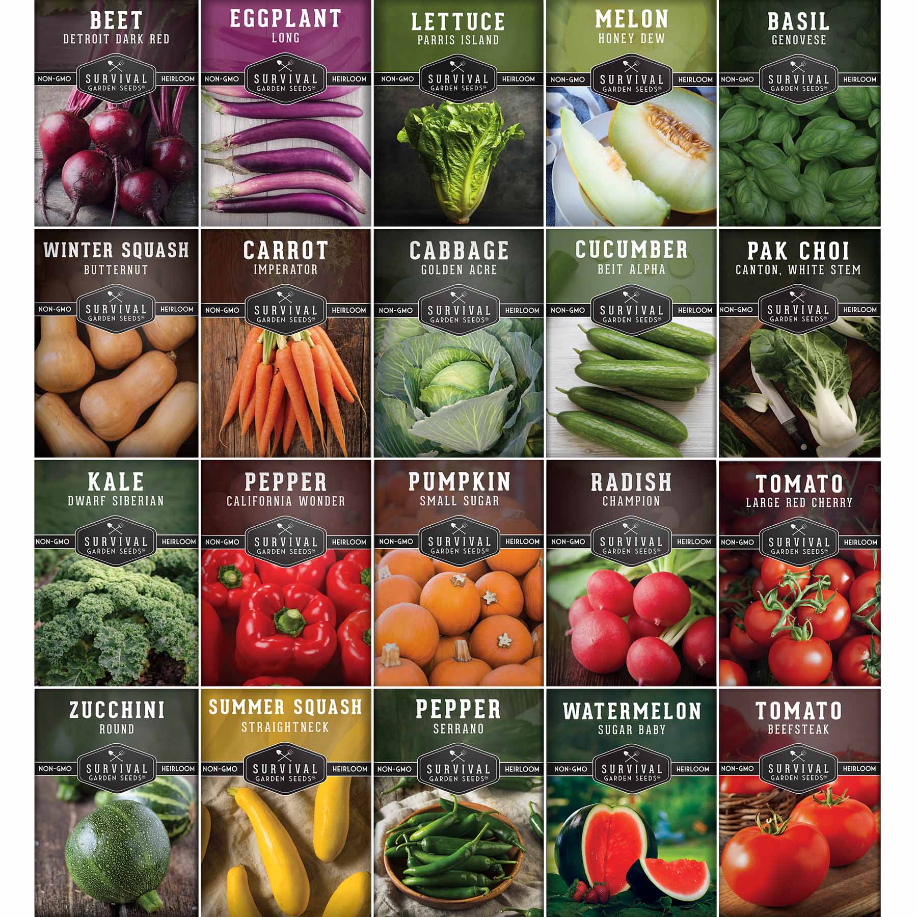 heirloom garden seed kit 20 Vegetable Starter Heirloom Seeds