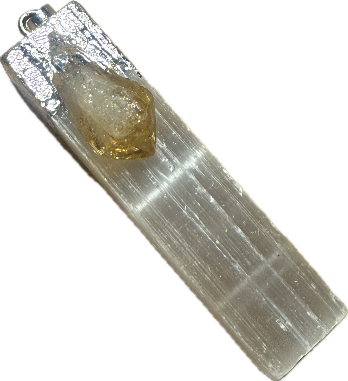 Selenite Pendant with Citrine Activator