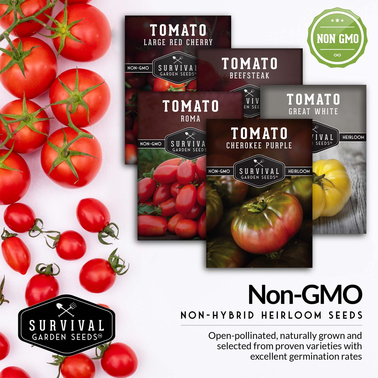 5 Tomato Seed Collection – Assorted Heirloom & Garden Favorites for Fresh Eating, Sauces & Preserving