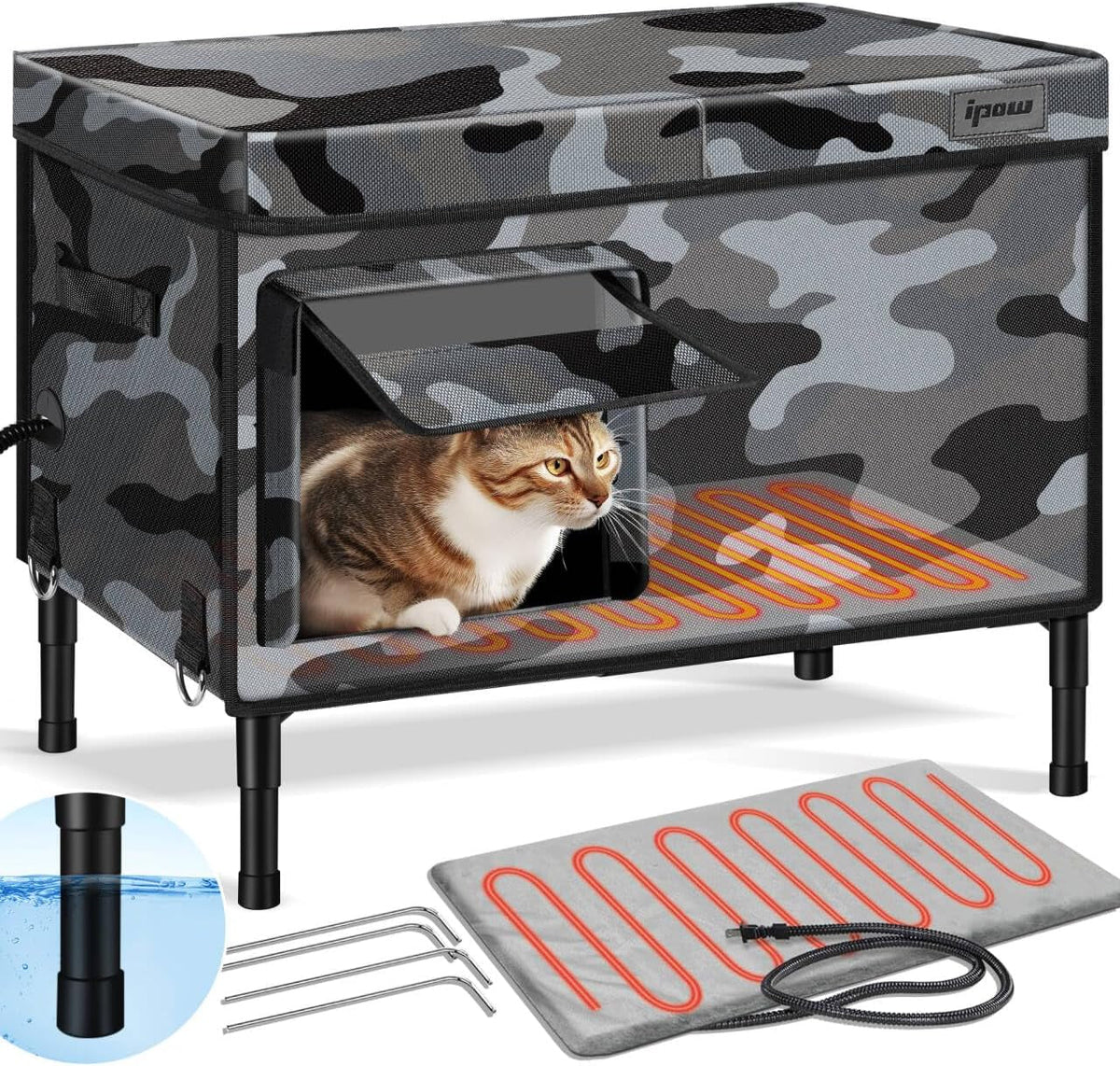 Heated Outdoor Cat House with 6-Layer Insulation – Medium & XL
