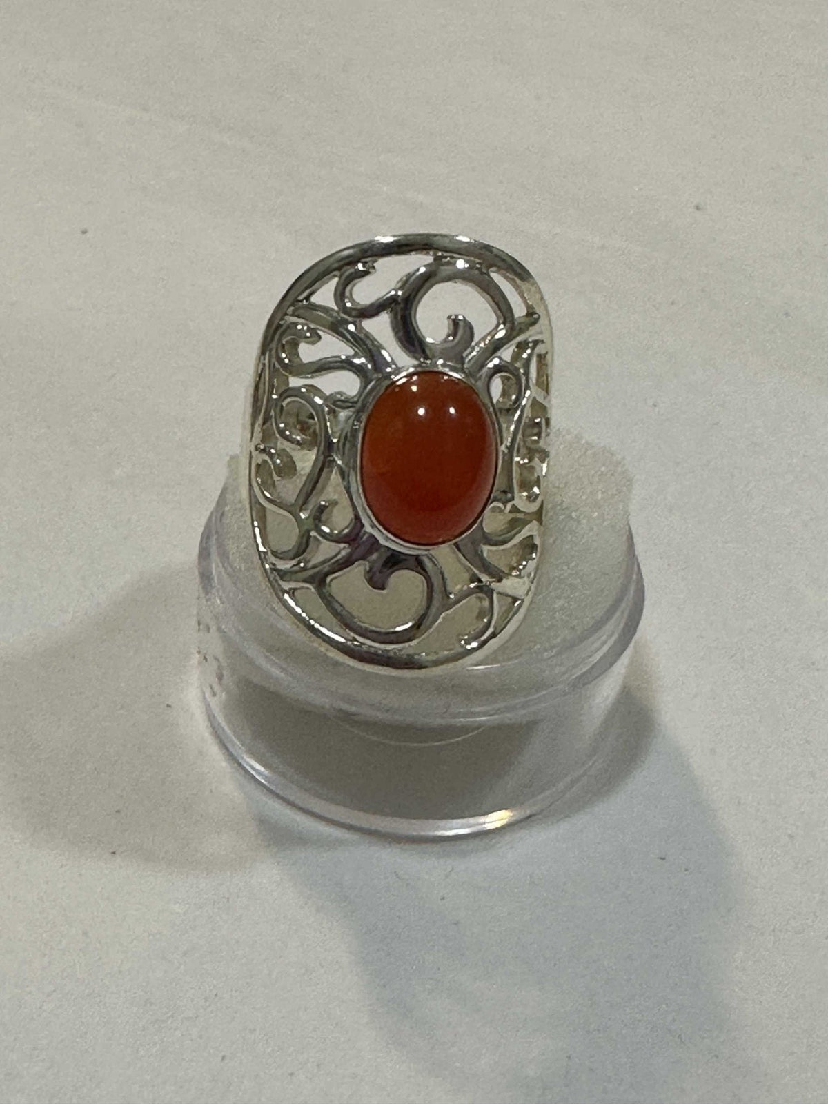 Anillo de cornalina talla 7 "Telaraña de pasión"