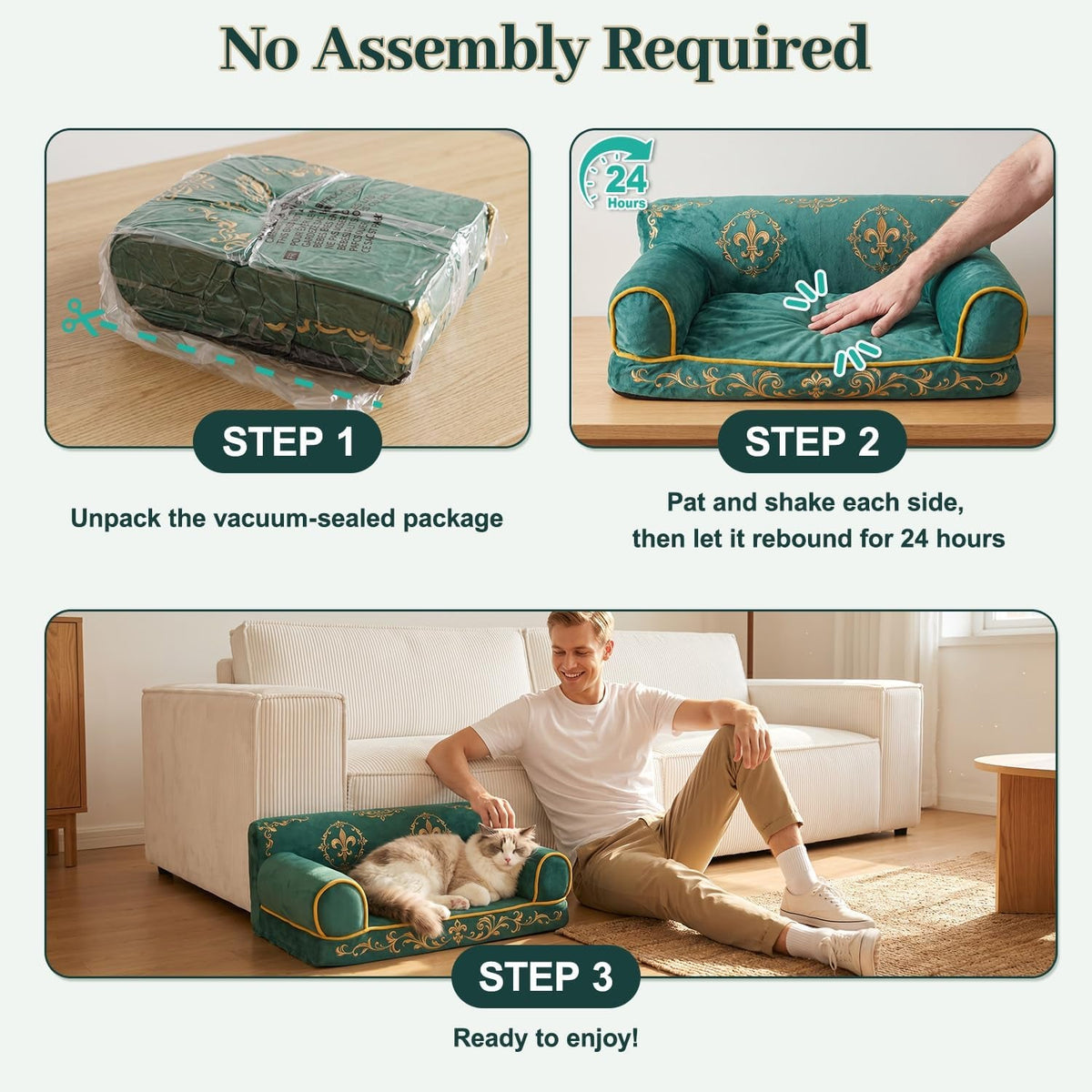 Luxury Cat Sofa Bed – 24", Faux Suede, Up to 15 lbs