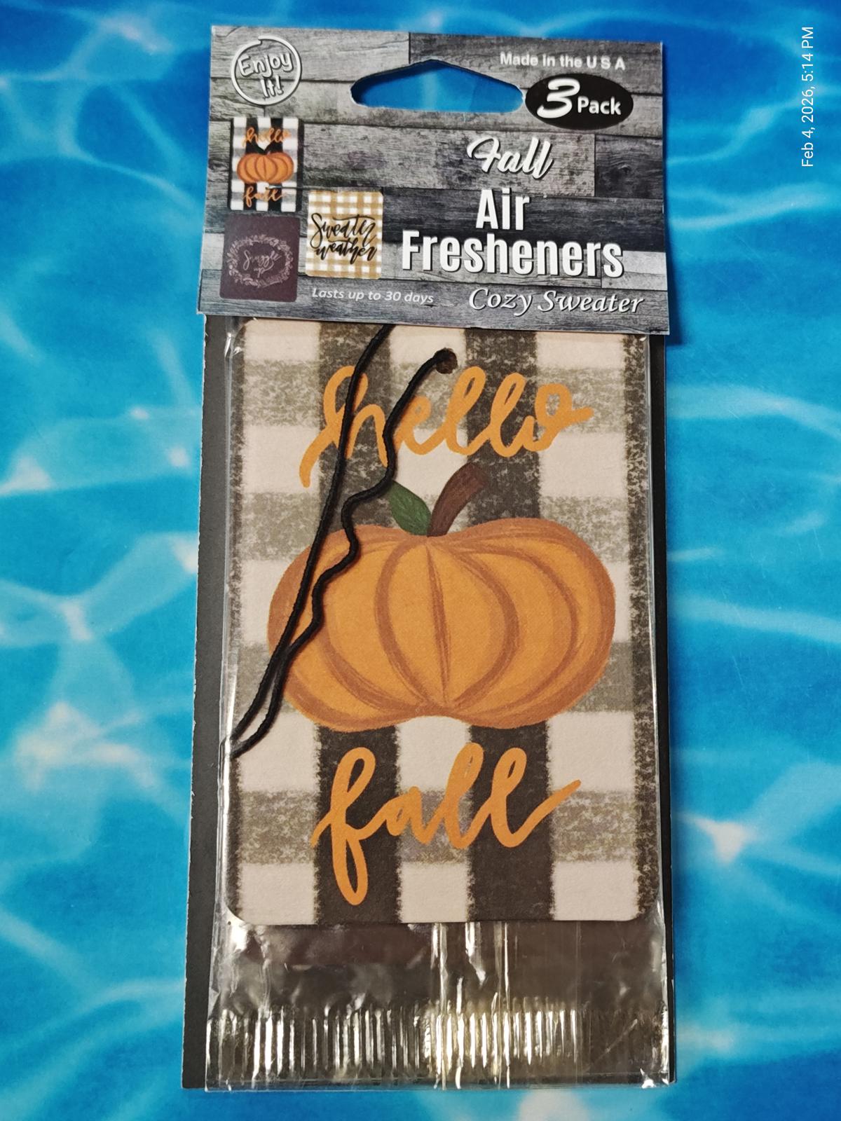 Air Fresheners 3 Pack Cozy Sweater Scent Brand New Sealed
