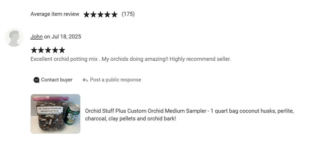 Natural Orchid Medium - Coconut husks,perlite,charcoal,and clay pellets 1 quart bag. The best medium for orchids! Drains great!