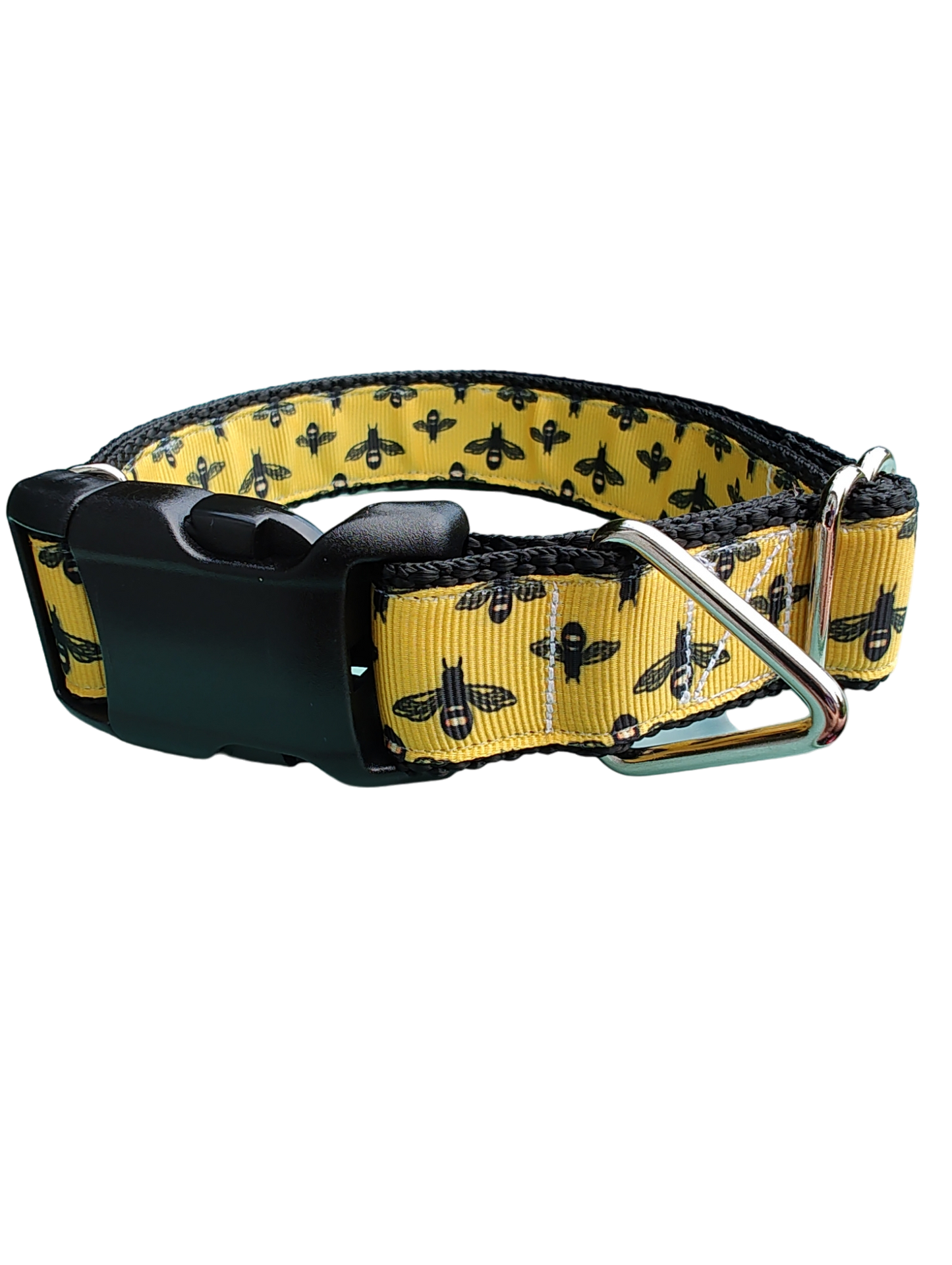 Bees On Yellow Nylon Dog Collar