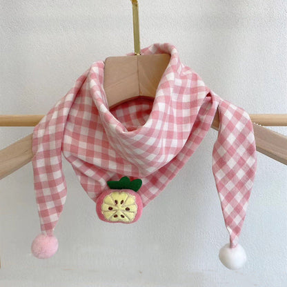 Korean-style Cotton-linen Plaid Childrens Scarf Versatile And Easy To Match