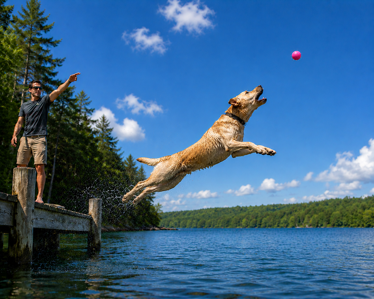Pelota de juguete para perros Glitter Ball | Pelota de goma blanda PUP-X que flota para buscar y recoger con dispensador de premios | Fabricada en EE. UU.
