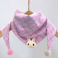 Korean-style Cotton-linen Plaid Childrens Scarf Versatile And Easy To Match