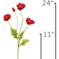 24" Faux Red Poppy Stem