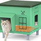Heavy-Duty Heated Outdoor Cat House with Escape Door – Green or Grey, 2 Sizes