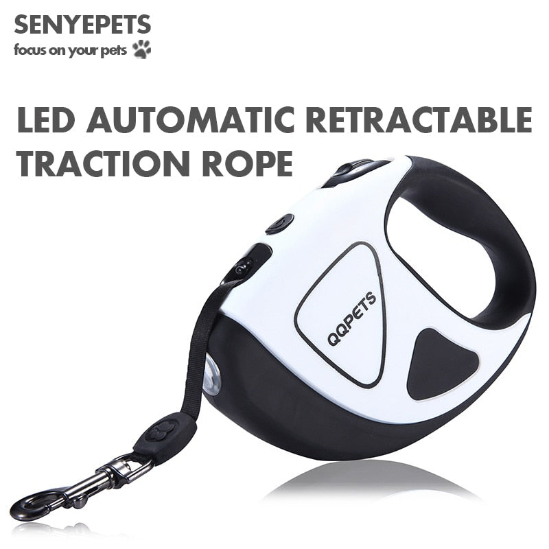 Correa automática retráctil para perro con luz LED de seguridad nocturna