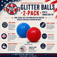 Pack de 2 juguetes para perros Glitter Ball | Pelota de búsqueda flotante de goma suave con dispensador de premios | Fabricado en EE. UU.