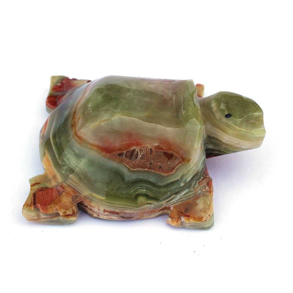 Figurita de tortuga de ónix tallada a mano de 3"