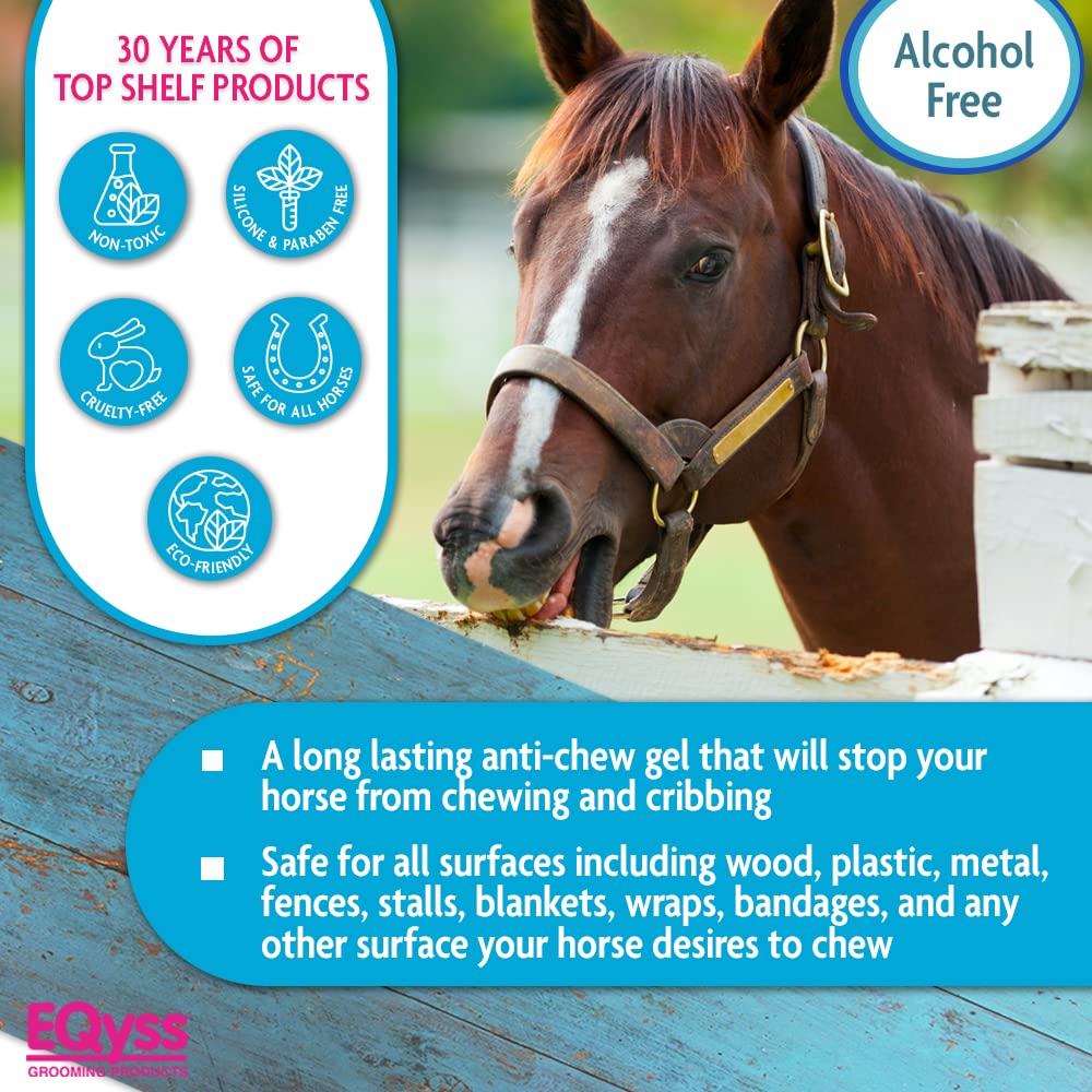 EQyss Crib-Guard Anti-Chewing Gel w/ Brush 16 oz. Aloe-Based Anti-Chew Horses