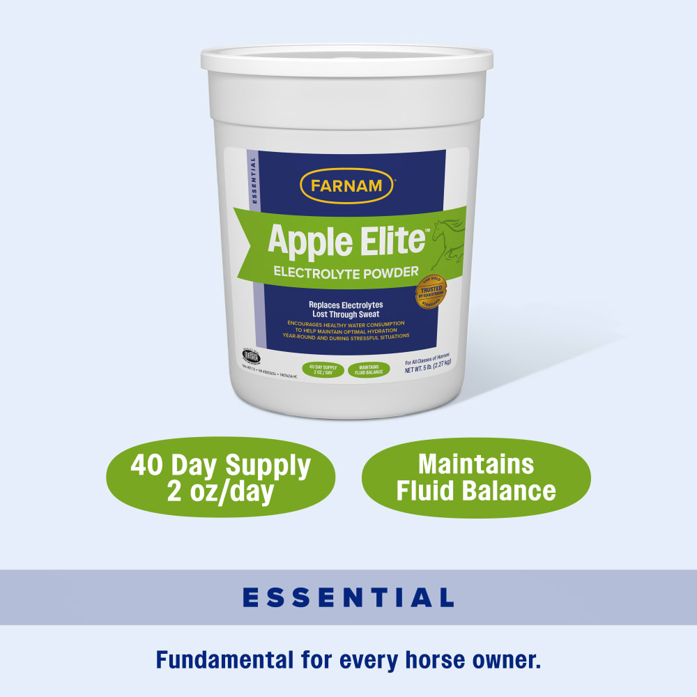 Farnam Apple Elite Electrolyte Powder for Horses Hydration Support Apple Flavor 5lb.