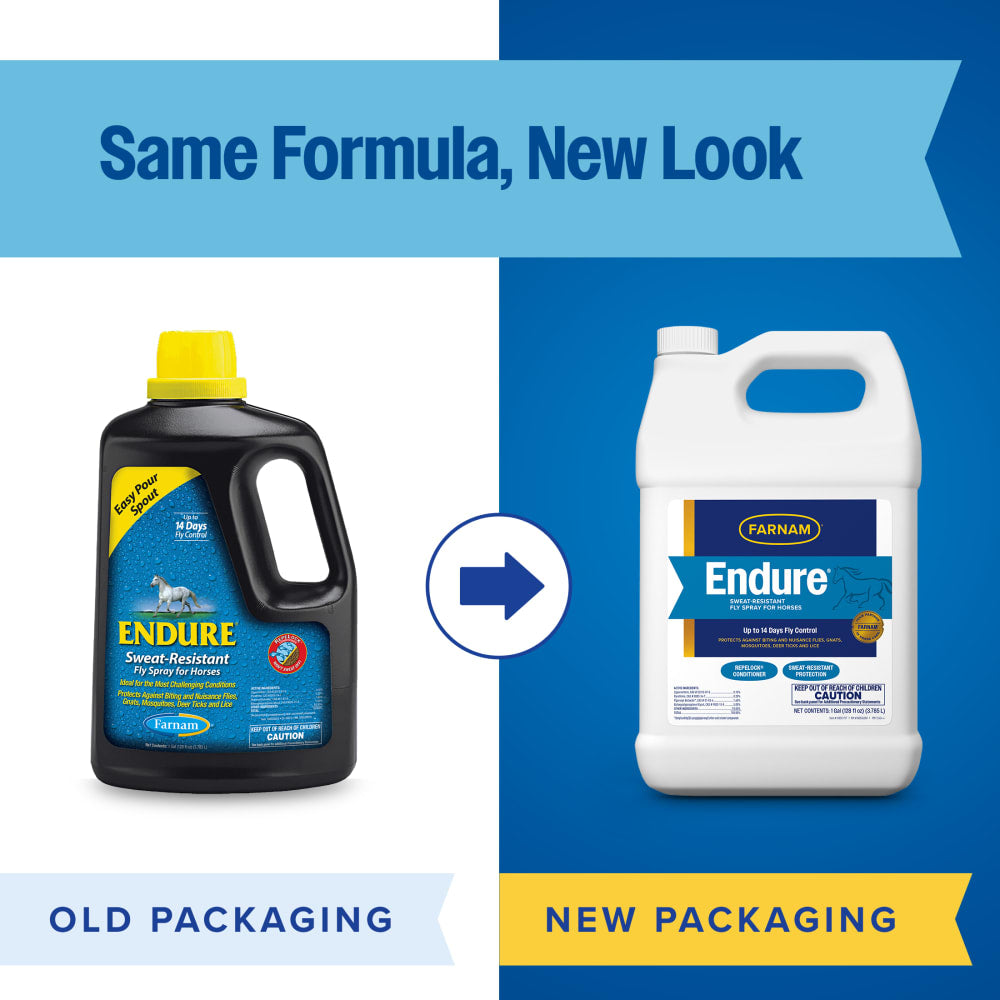 Farnam Endure Sweat-Resistant Fly Spray for Horses Water-Based 14-Day Protection Gallon